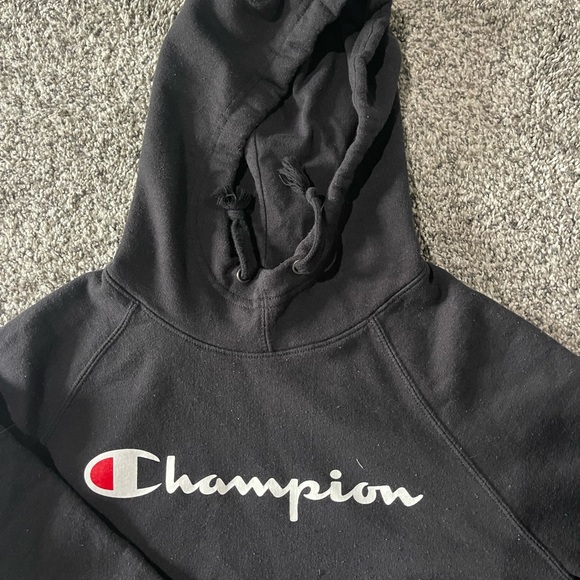 Champion Men's Hoodie Script Logo Cotton Jersey Small Black - Picture 2 of 3